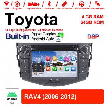 7 Zoll Android 10.0 Autoradio / Multimedia 4GB RAM 64GB ROM Für Toyota RAV4 Mit WiFi NAVI Bluetooth USB Built-in Carplay / Android Auto