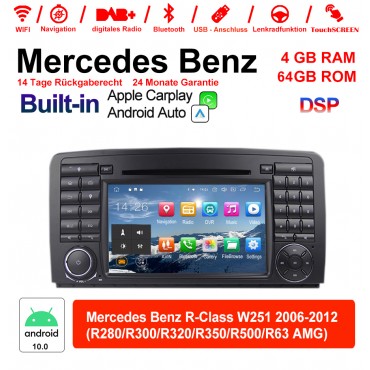 7 Zoll Android 10.0  Autoradio / Multimedia 4GB RAM 64GB ROM Für Benz R-Class W251 2006-2012 Built-in Carplay / Android Auto