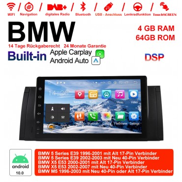 9 Zoll Android 10.0  Autoradio / Multimedia 4GB RAM 64GB ROM Für BMW X5 E53 M5 E39 Built-in CarPlay / Android Auto