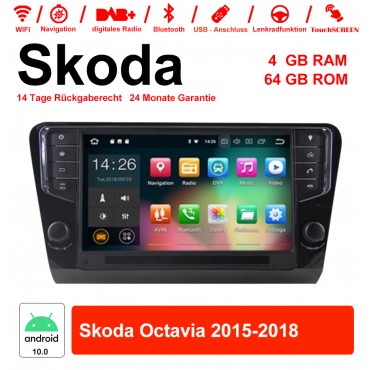 9 Zoll Android 10.0 Autoradio / Multimedia 4GB RAM 64GB ROM Für Skoda Octavia Mit NAVI, WIFI, Bluetooth...