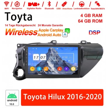 10 Zoll Android 12.0 Autoradio / Multimedia 4GB RAM 64GB ROM Für Toyota Hilux 2016-2020 Mit WiFi NAVI Bluetooth USB Built-in Carplay/Android Auto