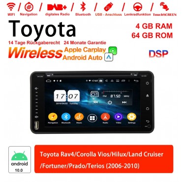6.95 Zoll Android 12.0 Autoradio / Multimedia 4GB RAM 64GB ROM Für Toyota Rav4/Corolla Vios/Hilux/Land Cruiser /Fortuner/Prado/Terios