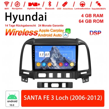 9 Zoll Android 12.0 Autoradio / Multimedia 4GB RAM 64GB ROM Für Hyundai SANTA FE 3 Loch 2006-2012 Mit WiFi NAVI Bluetooth USB