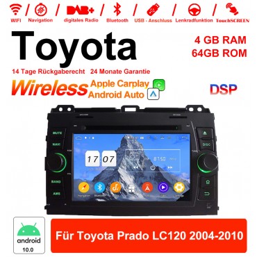 7'' Android 12.0 Octa-core 4GB RAM 64GB ROM Autoradio / Multimedia Für Toyota Prado LC120 2004-2010 Mit WiFi NAVI Bluetooth USB