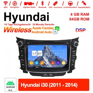 7 Zoll Android 12.0 Autoradio / Multimedia 4GB RAM 64GB ROM Für Hyundai i30 2011-2014 Built-in Carplay / Android Auto