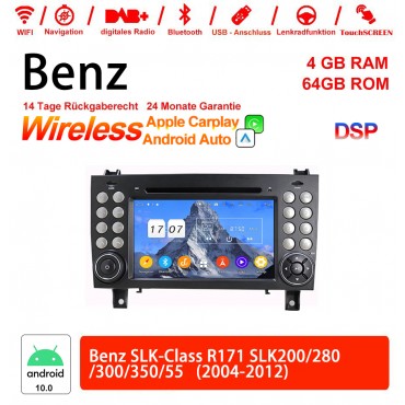 7 Zoll Android 12.0 Autoradio / Multimedia 4GB RAM 64GB ROM Für SLK-Class R171 SLK200 280 300 350 55 2004-2012 Built-in Carplay / Android Auto