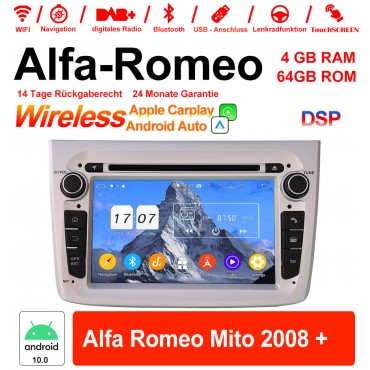7 Zoll Android 12.0 Autoradio / Multimedia 4GB RAM 64GB ROM Für Alfa Romeo Mito 2008 + Mit WiFi NAVI Bluetooth USB