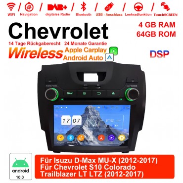 8 Zoll Android 12.0 Autoradio / Multimedia 4GB RAM 64GB ROM Für  Isuzu D-Max MU-X / Chevrolet S10 colorado Trailblazer LTZ 2012-2017 Mit WiFi NAVI Bluetooth USB 