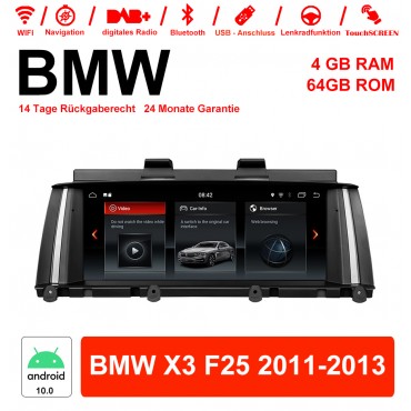 8,8 Zoll Android 10.0 Autoradio / Multimedia 4GB RAM 64GB ROM Für BMW X3 F25 2011-2013 Mit WiFi NAVI Bluetooth USB