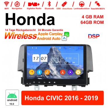9 Zoll Android 12.0 Autoradio / Multimedia 4GB RAM 64GB ROM Für Honda CIVIC 2016 - 2019 Mit WiFi NAVI Bluetooth 5.0 USB