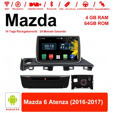 8 Zoll Android 12.0 Autoradio / Multimedia 4GB RAM 64GB ROM Für Mazda 6 Atenza 2016 2017 Mit WiFi NAVI Bluetooth USB