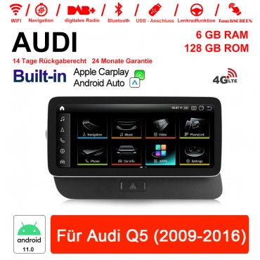Qualcomm Snapdragon 665 8 Core Android 11.0  Autoradio / Multimedia 6GB RAM 128GB ROM Für Audi Q5 (2009-2016) Built-in CarPlay