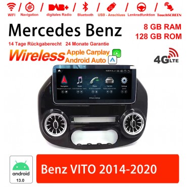 12.3 Zoll Qualcomm Snapdragon 665 8 Core Android 13 4G LTE Autoradio / Multimedia Für Benz VITO 2014-2020 Built-in CarPlay/Android Auto