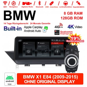 10.25 Zoll Qualcomm Snapdragon 665 8 Core Android 12.0 4G LTE Autoradio / Multimedia 6GB RAM 128GB ROM USB WiFi Navi Carplay Für BMW X1 E84 (2009-2015)