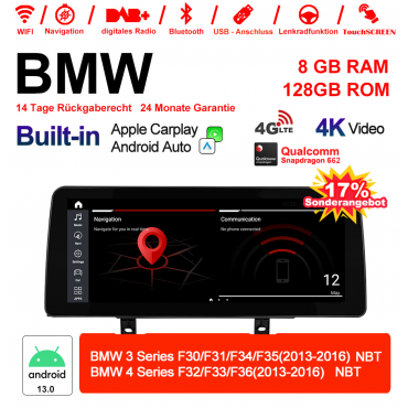 12.3 Zoll Qualcomm Snapdragon 662 8 Core Android 12.0 4G LTE Autoradio / Multimedia 6GB RAM 128GB ROM USB Carplay Für BMW 3 Series/4 Series NBT Mit WiFi