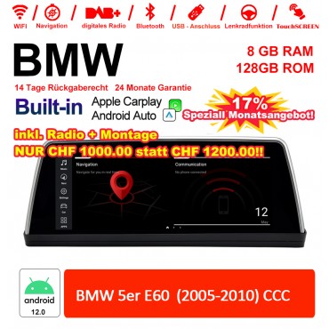 10.25 Zoll Qualcomm Snapdragon 665 8 Core Android 12.0 4G LTE Autoradio / Multimedia USB WiFi Navi Carplay Für BMW 5 Series E60 (2005-2010) CCC