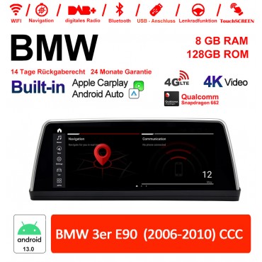 10.25 Zoll Qualcomm Snapdragon 665 8 Core Android 13.0 4G LTE Autoradio / Multimedia USB WiFi Navi Carplay Für BMW 3 Series E90 (2006-2010) CCC