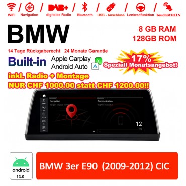 10.25 Zoll Qualcomm Snapdragon 665 8 Core Android 13.0 4G LTE Autoradio / Multimedia USB WiFi Navi Carplay Für BMW 3 Series E90 (2009-2012) CIC