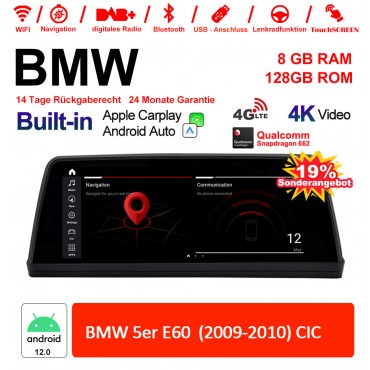 10.25 Zoll Qualcomm Snapdragon 665 8 Core Android 12.0 4G LTE Autoradio / Multimedia USB WiFi Navi Carplay Für BMW 5 Series E60 (2009-2010) CIC