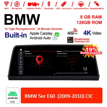 10.25 Zoll Qualcomm Snapdragon 665 8 Core Android 13.0 4G LTE Autoradio / Multimedia USB WiFi Navi Carplay Für BMW 5 Series E60 (2009-2010) CIC