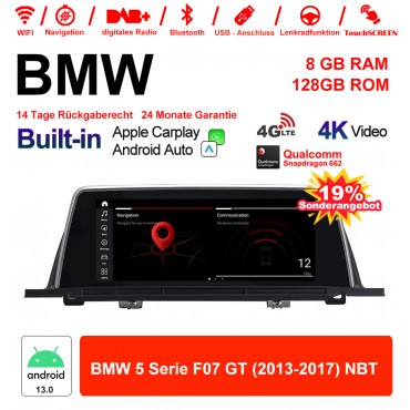 10.25 Zoll Qualcomm Snapdragon 665 8 Core Android 13.0 4G LTE Autoradio / Multimedia USB WiFi Navi Carplay Für BMW 5 Series F07 GT (2013-2017) NBT
