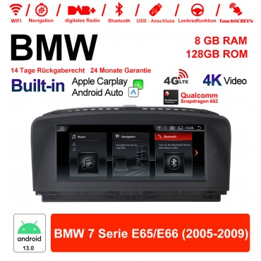 8.8 Zoll Qualcomm Snapdragon 662 8 Core Android 13.0 4G LTE Autoradio / Multimedia USB WiFi Navi Carplay Für BMW 7 Series E65/E66 (2005-2009)