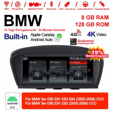 8.8 Zoll Qualcomm Snapdragon 665 8 Core Android 13.0 4G LTE Autoradio / Multimedia USB WiFi Navi Carplay Für BMW 5 Series E60 (2005-2010) CCC