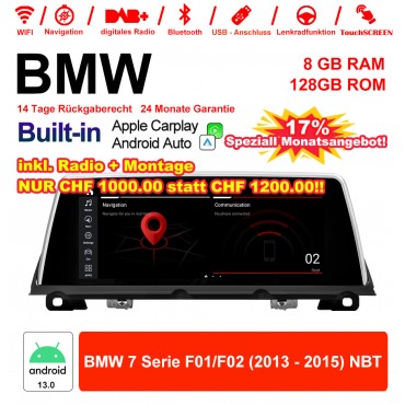 10.25 Zoll Qualcomm Snapdragon 665 8 Core Android 13.0 4G LTE Autoradio / Multimedia USB WiFi Navi Carplay Für BMW 7 Series F01 / F02 (2013-2015) NBT