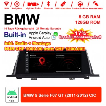 10.25 Zoll Qualcomm Snapdragon 665 8 Core Android 13.0 4G LTE Autoradio / Multimedia USB WiFi Navi Carplay Für  BMW 5 Series F07 GT (2011-2012) CIC