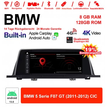 10.25 Zoll Qualcomm Snapdragon 665 8 Core Android 13.0 4G LTE Autoradio / Multimedia USB WiFi Navi Carplay Für  BMW 5 Series F07 GT (2011-2012) CIC