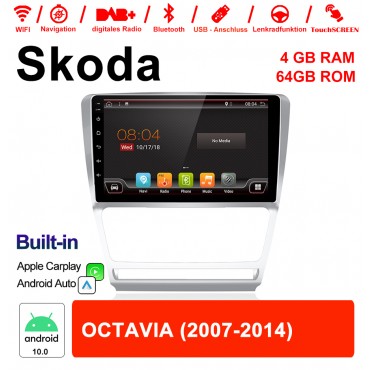 10 Zoll Android 10.0 Autoradio / Multimedia 4GB RAM 64GB ROM Für Skoda Octavia 2007-2014 Mit DSP Built-in Carplay Android Auto