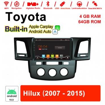 9 Zoll Android 10.0 Autoradio / Multimedia 4GB RAM 64GB ROM Für Toyota Hilux 2007 - 2015 MIT Navi Bluetooth WIFI Built-in Carplay Android Auto