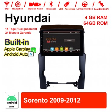 10 Zoll Android 10.0 Autoradio / Multimedia 4GB RAM 64GB ROM Für Hyundai Sorento 2009-2012 MIT Navi Bluetooth WIFI Built-in Carplay Android Auto