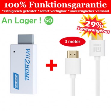 Wii zu HDMI Adapter + Xiaomi 3 Meter HDMI auf HDMI Kabel