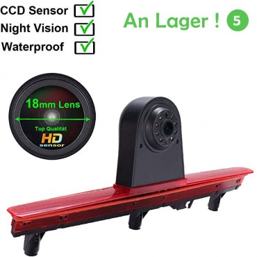 HD 1280x720 Pixel Transporter Van Wasserdicht Nachtsicht Rückfahrkamera im 3. Bremslicht für VW T5 Bus Multivan Caravelle 2003-2015