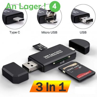 SD Kartenleser USB C Kartenleser 3 In 1 USB 2.0 TF/Mirco SD Smart Memory Kartenleser Typ C OTG-Stick Kartenleser Adapter