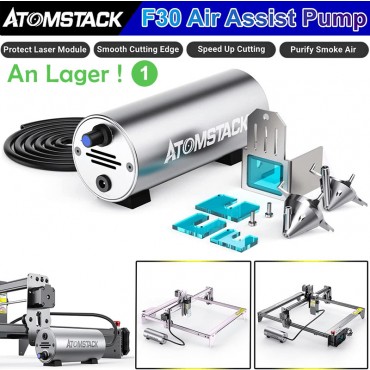 ATOMSTACK F30 Luftunterstützungspumpe Air Assist Pump mit 10-30 l/min Luftstrom für ATOMSTACK Lasergravierer, schneller Filterrauch ...