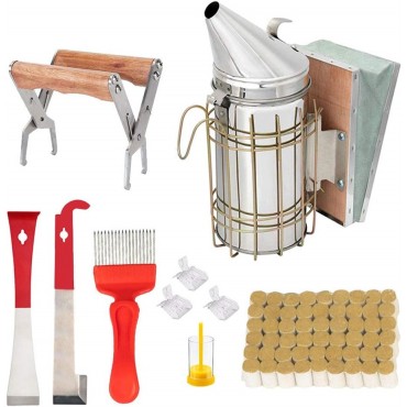 Imkerei-Werkzeugset, 10 Bienenstock-Raucher, 54 Räucherpellets, J-Haken, Rahmengriff, Imkerzubehör, Starterset für Imkereibedarf