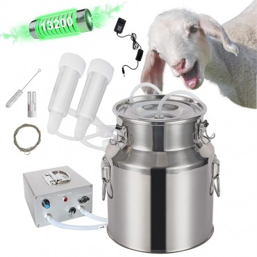 Elektrische Melkmaschine für Ziegen, 14 L, Tragbare Pulsations-Vakuumpumpe Milker mit Edelstahl-Milcheimer