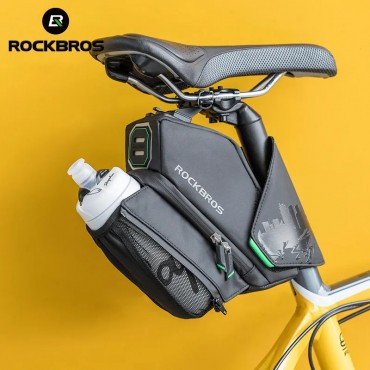 ROCKBROS Fahrrad Sattel Tasche Mit Wasser Flasche Tasche Wasserdicht MTB Fahrrad Tragbare Sattelstütze Schwanz Tasche Fahrrad Zubehör