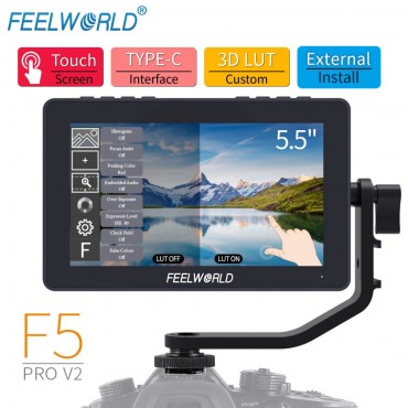 FEELWORLD F5 Pro V2 5,5 Zoll auf DSLR Kamera Feld Monitor Touchscreen 3D LUT FHD1920 1080 4K HDMI video Focus Assist für Gimbal