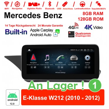 Snapdragon 665 8 Core Android 12.0 4G LTE Autoradio / Multimedia 8GB RAM 128GB ROM Für Benz E-Klasse W212 2010 - 2012 Built-in CarPlay