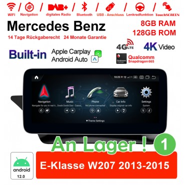 Snapdragon 665 8 Core Android 12.0 4G LTE Autoradio / Multimedia 8GB RAM 128GB ROM Für Benz E-Klasse W207 2013-2015 Built-in CarPlay