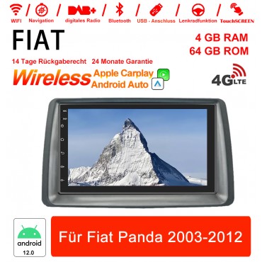 7 Zoll Android 12.0 Autoradio / Multimedia 4GB RAM 64GB ROM Für Fiat Panda 2003-2012 Built-in Carplay / Android Auto