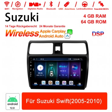 9 Zoll Android 12.0 Autoradio / Multimedia 4GB RAM 64GB ROM Für Suzuki Swift 2005-2010 Built-in Carplay / Android Auto
