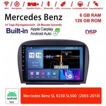 9 Zoll Android 10.0 Autoradio / Multimedia 6GB RAM 128GB ROM Für Mercedes Benz SL R230 SL500 2005-2010