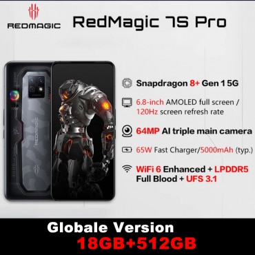 Nubia RedMagic 7S Pro 6.8'' Android 12 Qualcomm Snapdragon 8+Gen1 5G 18GB RAM 512GB ROM Smartphone 5000mAh Akku