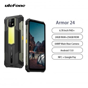 Ulefone Armor 24 Android 13 6.78 Zoll FHD+ Robustes Telefon 24GB RAM 256GB ROM Smartphone Dula 64mp 22000mah Unterstützt NFC Google Pay