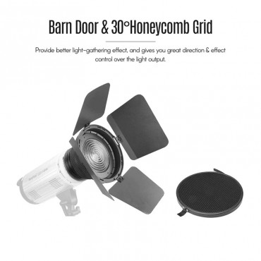 NiceFoto FD-110 Fresnel Montieren Licht Mit Schwerpunkt Adapter für Bowens Berg LED Video Lightwith Lichter Waben Grids Barn Türen