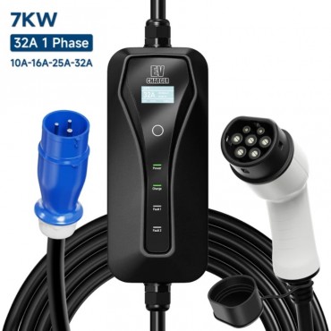 7KW 32A E-Auto Tragbare EV-Ladekabel Typ2 IEC 62196-2 Typ1 SAE J1772